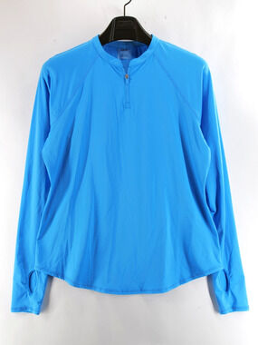 Jofit Womens Mock 1/4 Zip Long Sleeve Golf Shirt Blue Turquoise Large